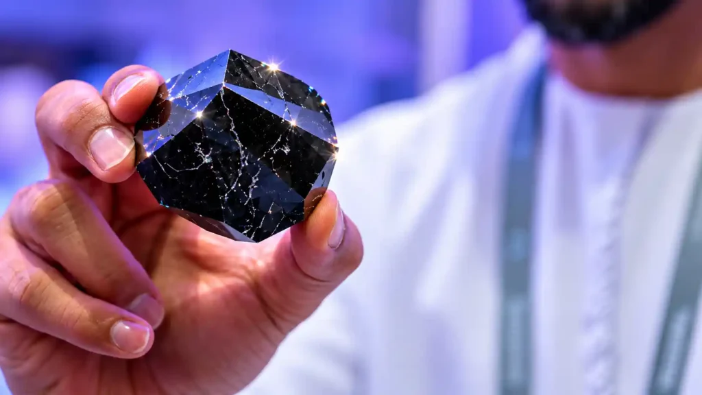 Gems News Rare 888.88 Carat Black Diamond Unveiled in Dubai After 50 Years